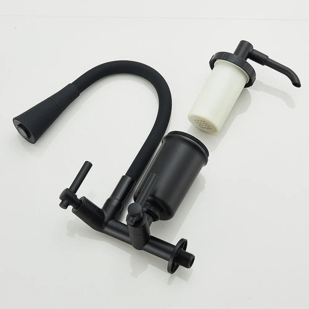Dual handle kitchen wall tap
