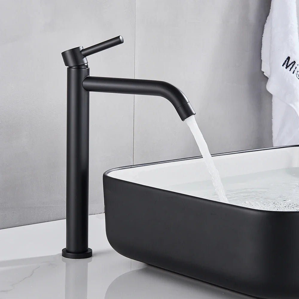 black basin faucet