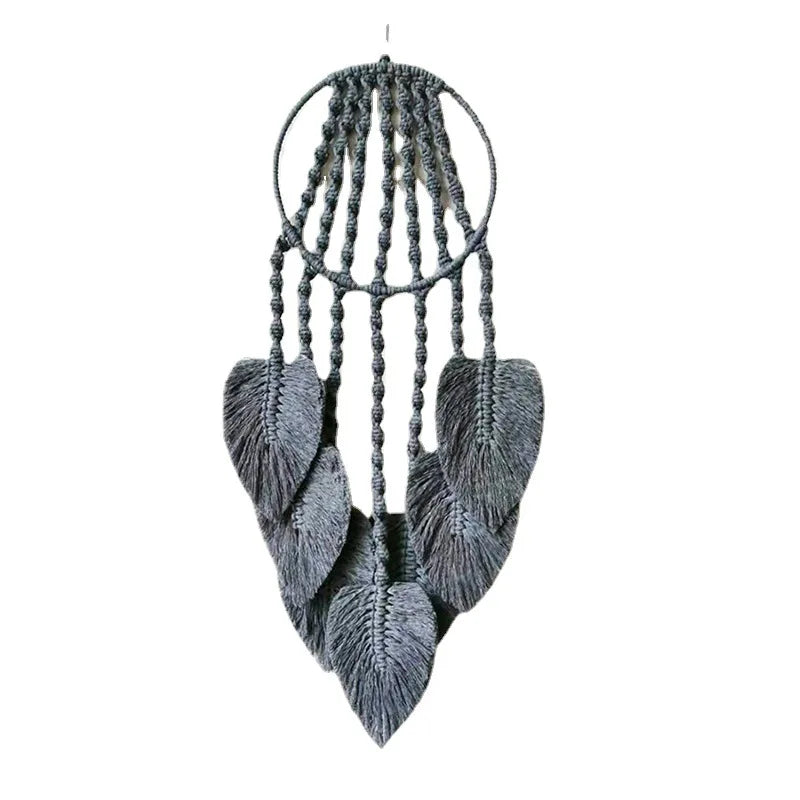 Feather Leaf Macrame Hoop Dream Catcher