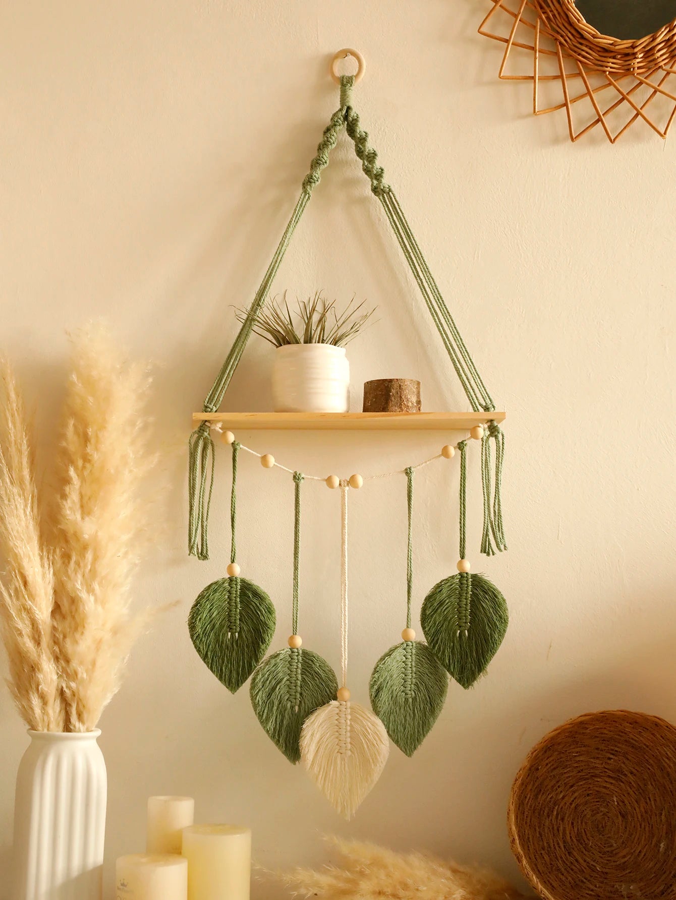 Leaf Macrame Floating Wall Hanging