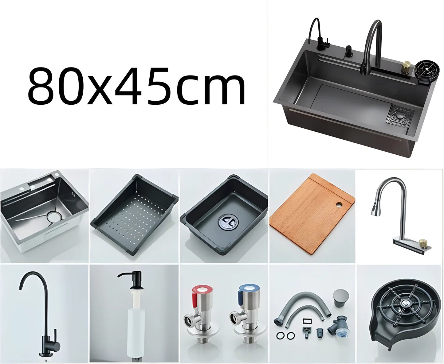Modern black stainless steel single bowl kitchen sink