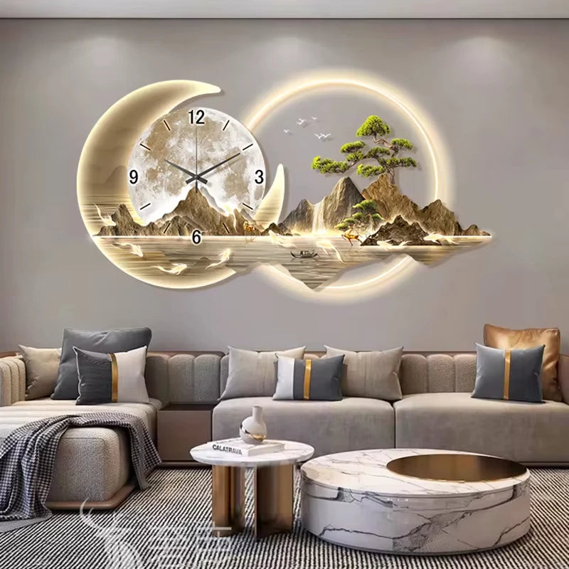 Clock with 3D Wall Decor Sculpture