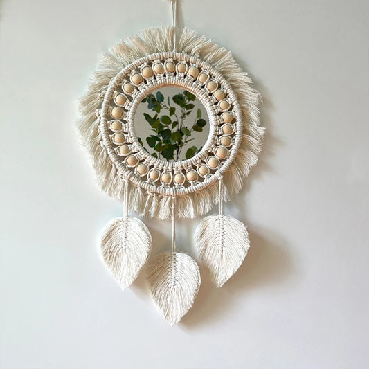 Braided Leaf Tassel Mirror Wall Decor