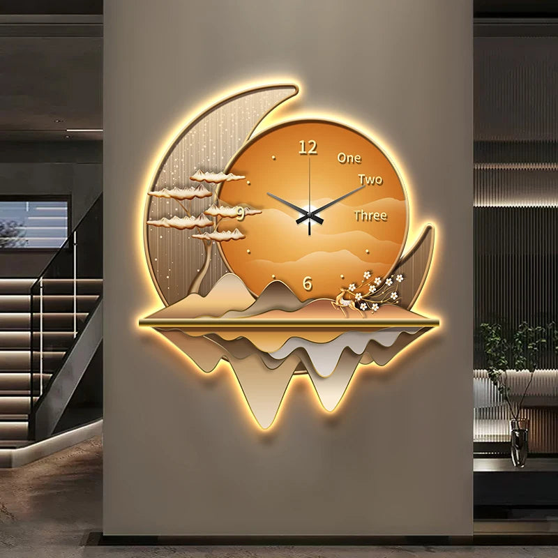 Moon Clock Light 3D Wall Decor