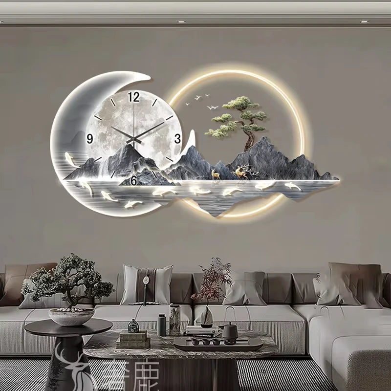 Clock with 3D Wall Decor Sculpture