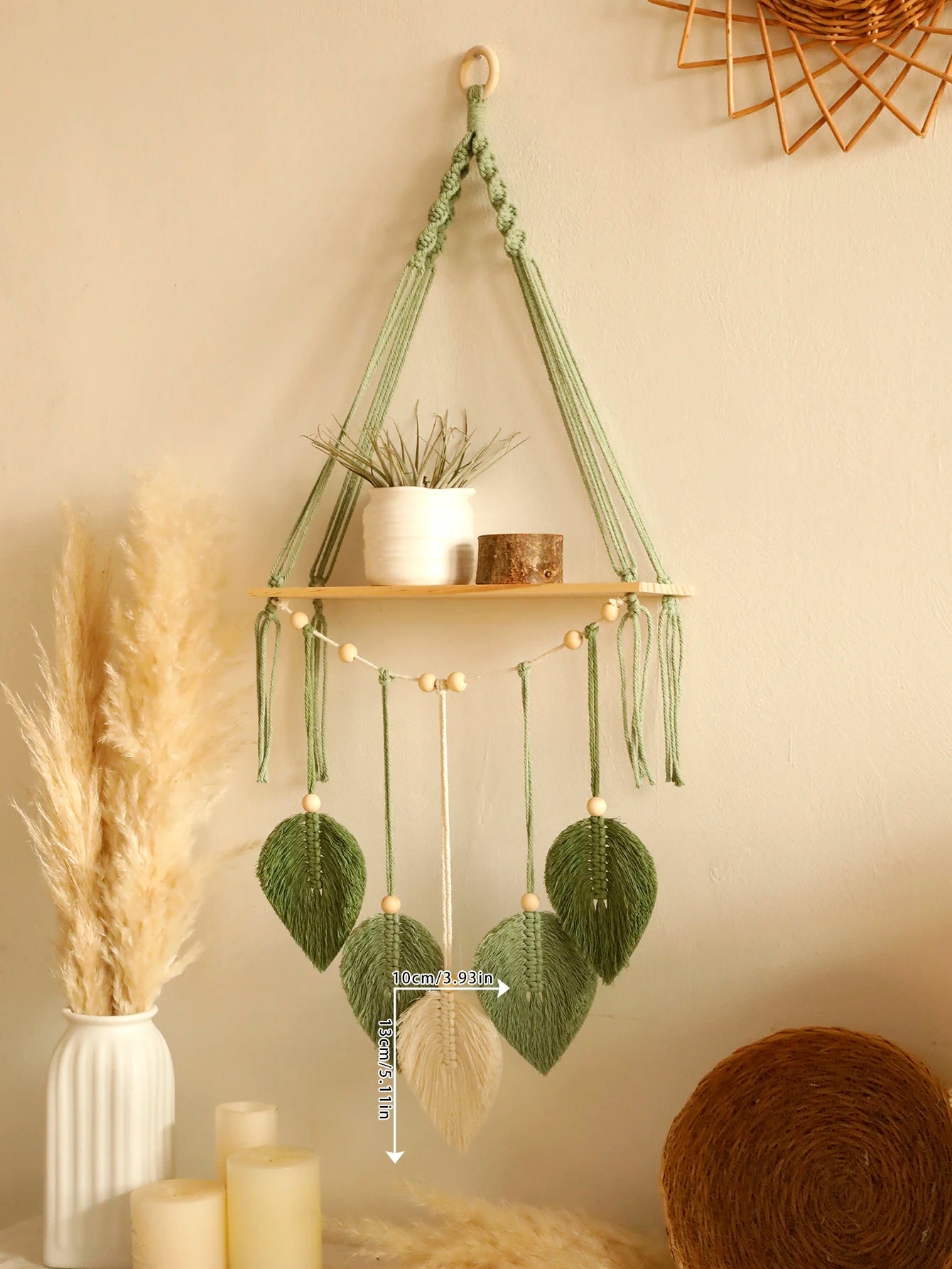 Leaf Macrame Floating Wall Hanging