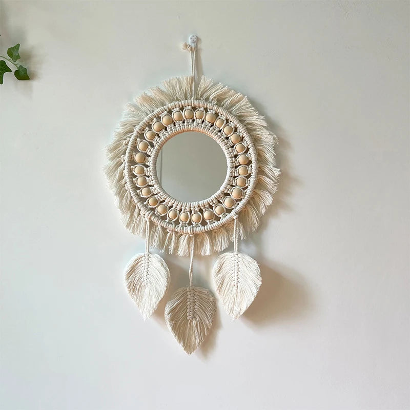 Braided Leaf Tassel Mirror Wall Decor