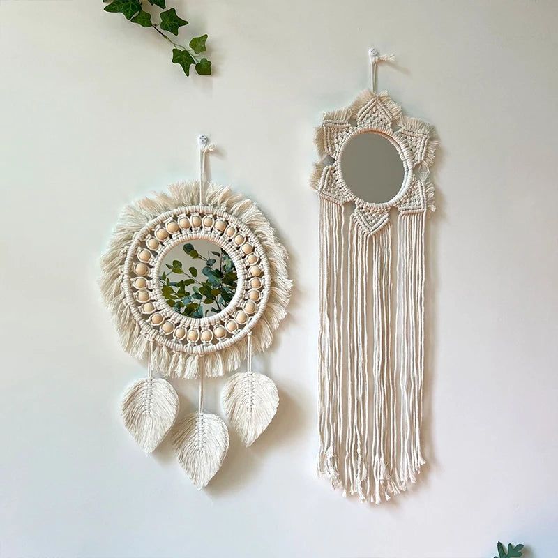 Braided Leaf Tassel Mirror Wall Decor