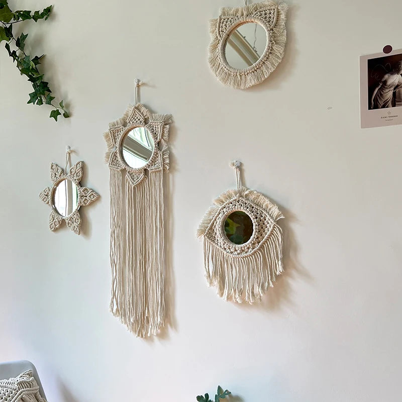 Braided Leaf Tassel Mirror Wall Decor