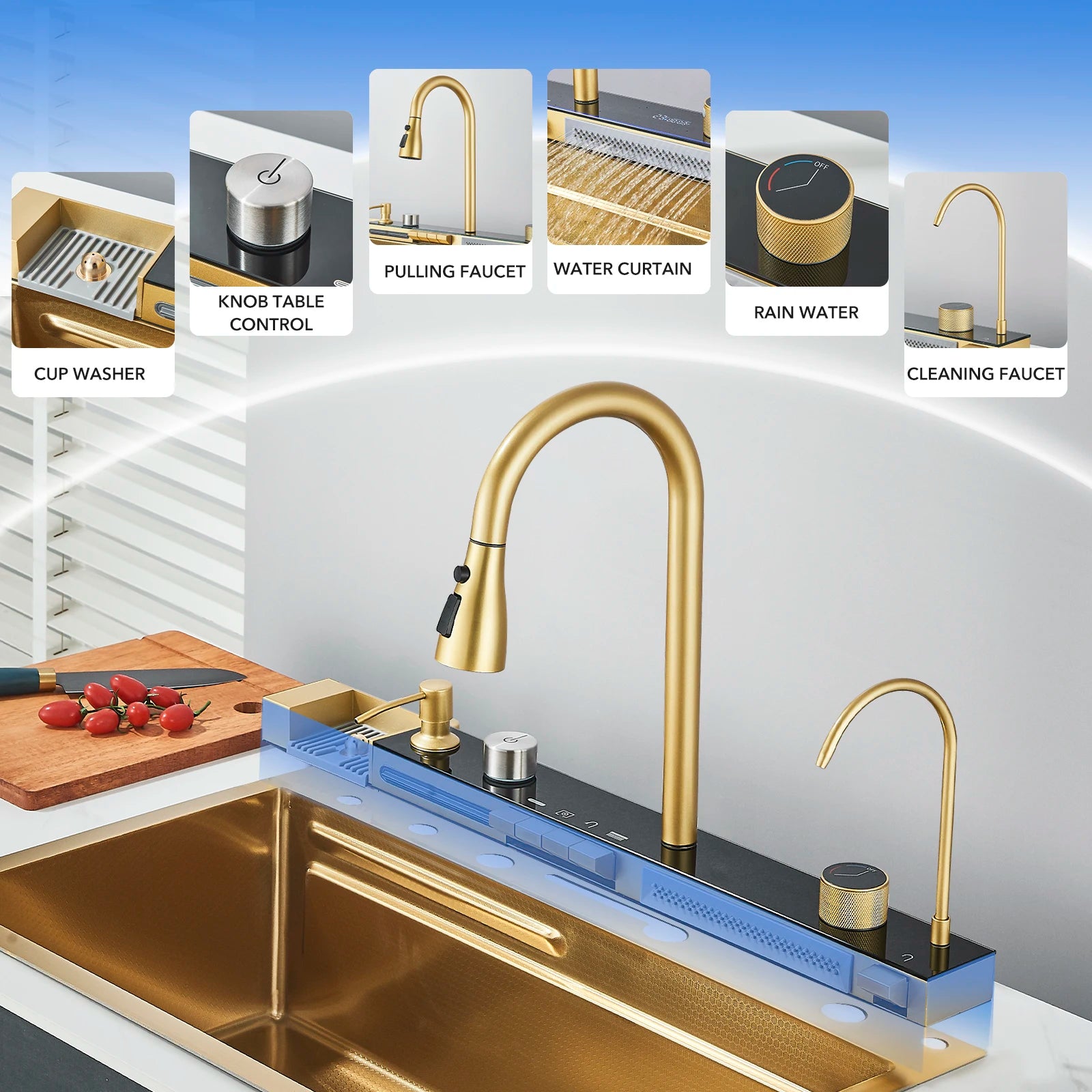Waterfall kitchen sink digital display for sale