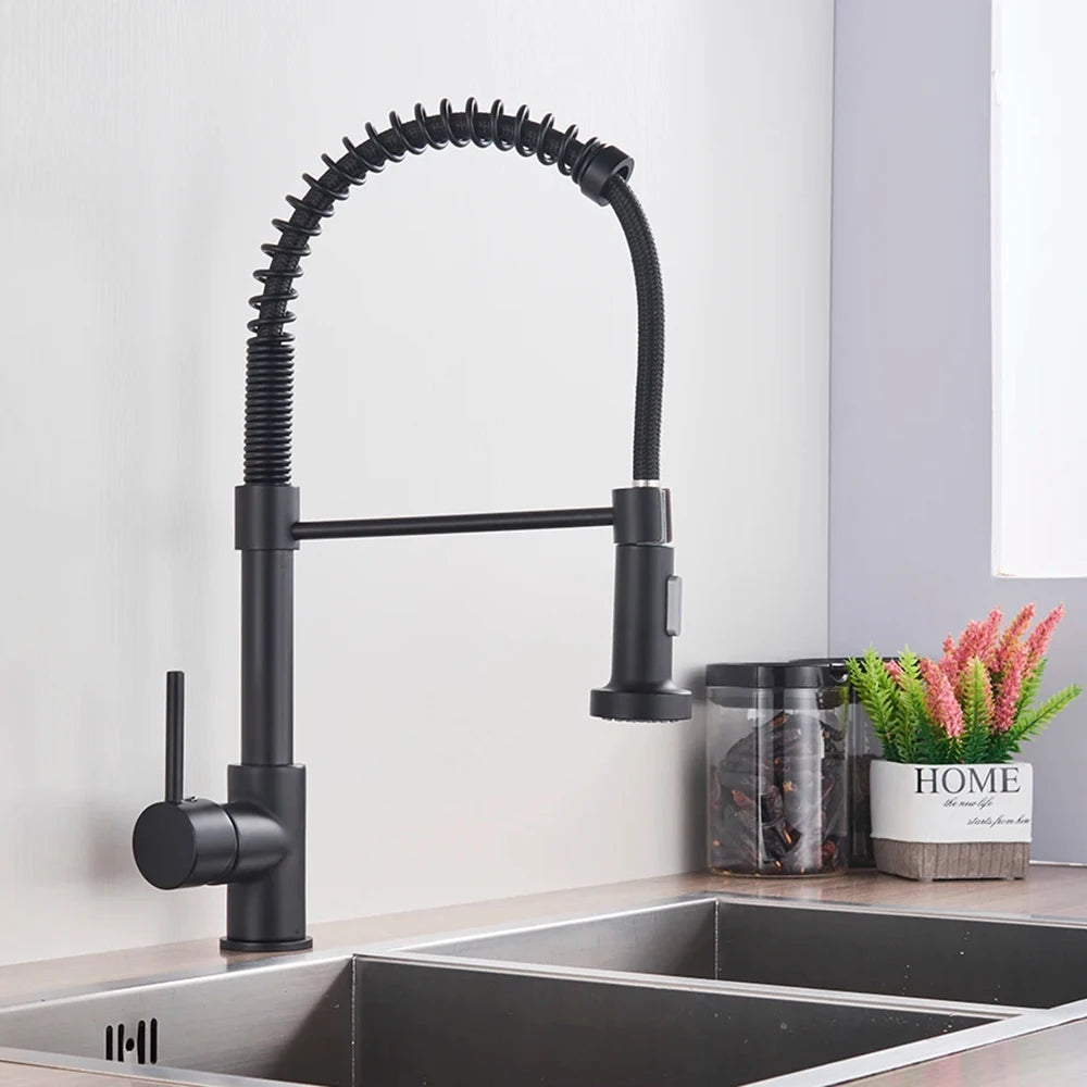 black industrial faucet kitchen​