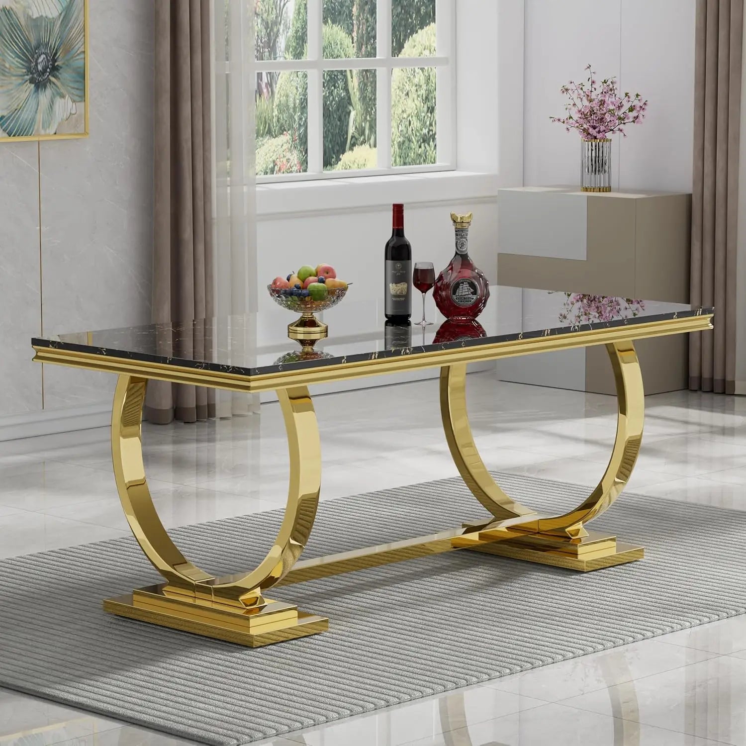 black marble top dining table