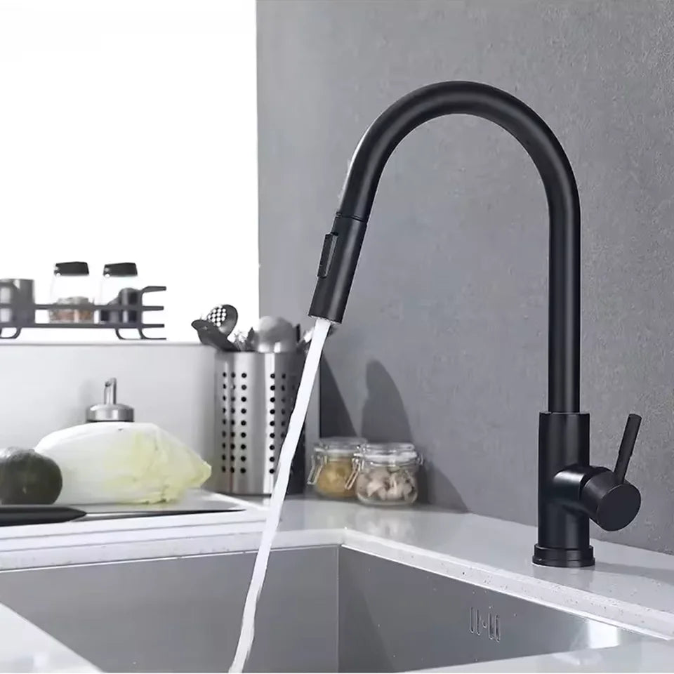 black sink faucet