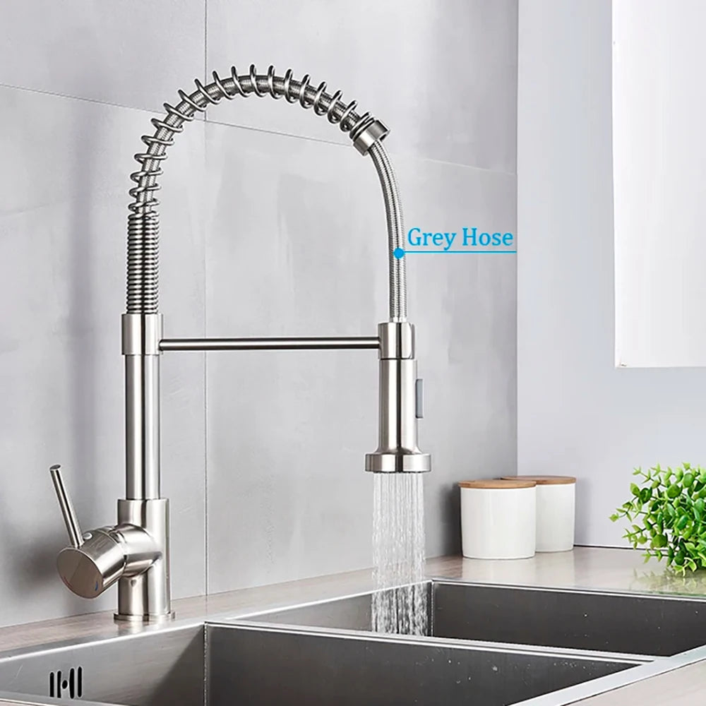 brushed nickel industrial kitchen faucet​