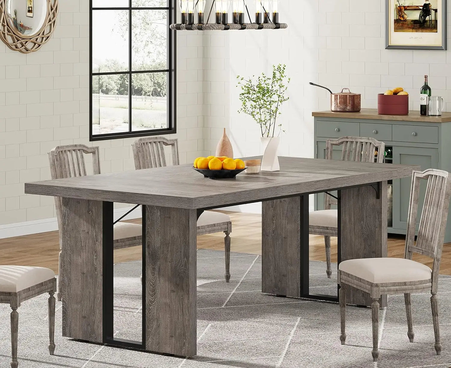 grey rustic farmhouse dining table​