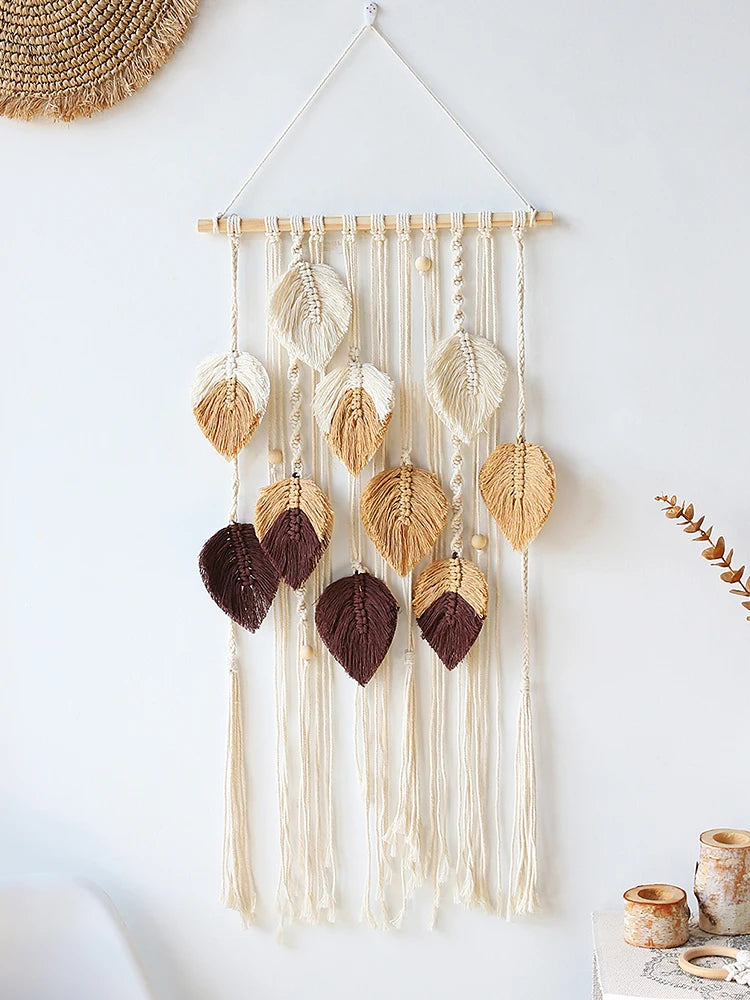 leaf macrame wall hanging