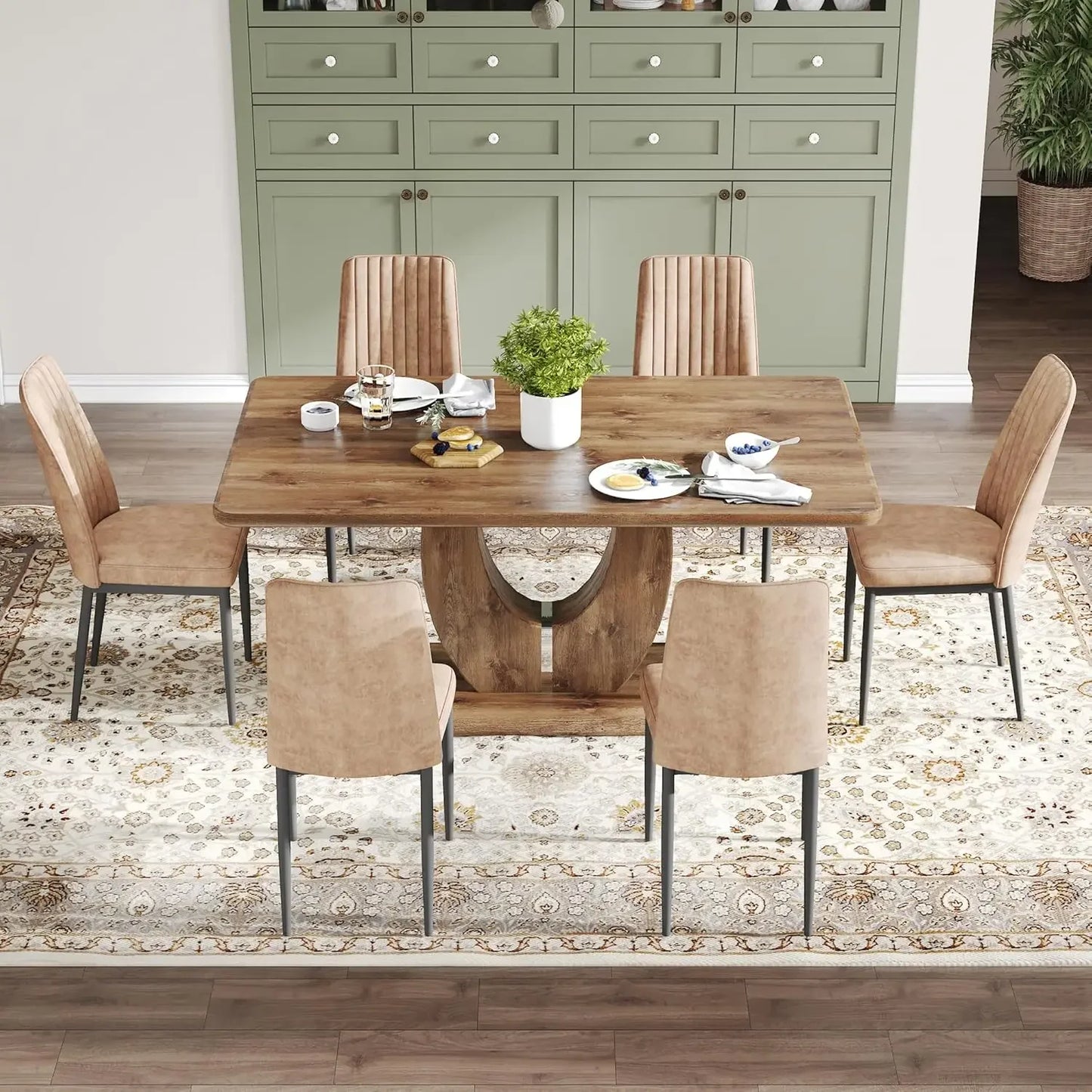 luna rectangular pedestal dining table