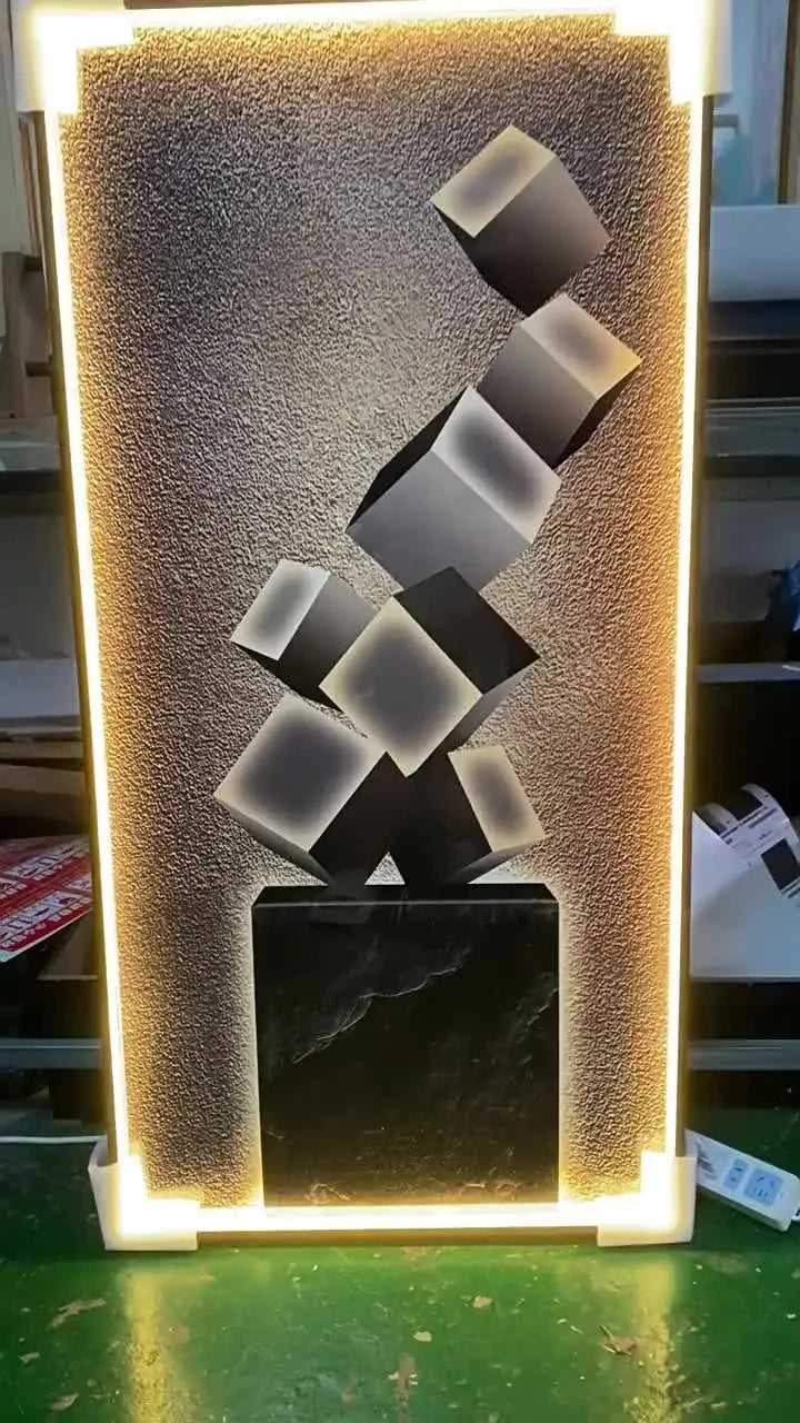 metal 3d wall decor square
