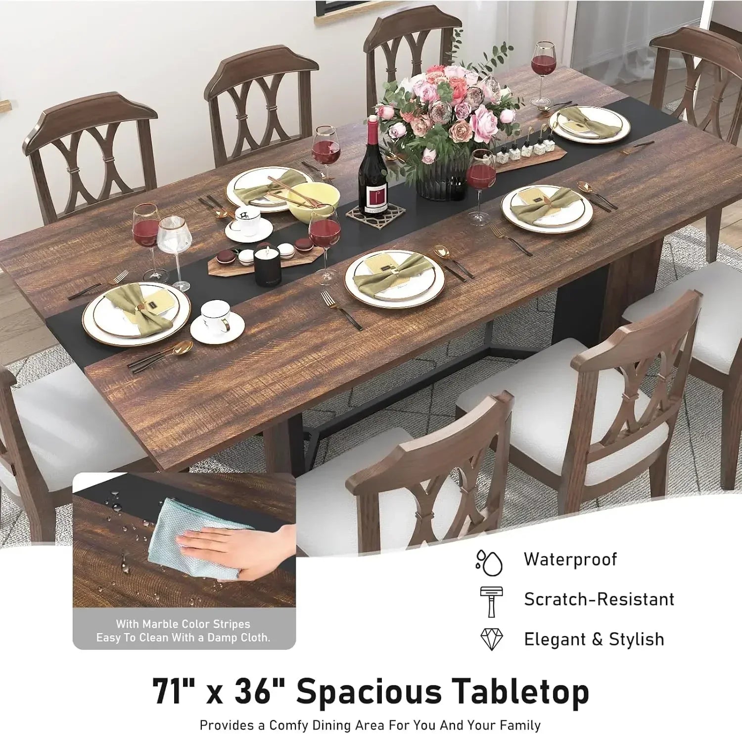 rectangle solid wood dining table