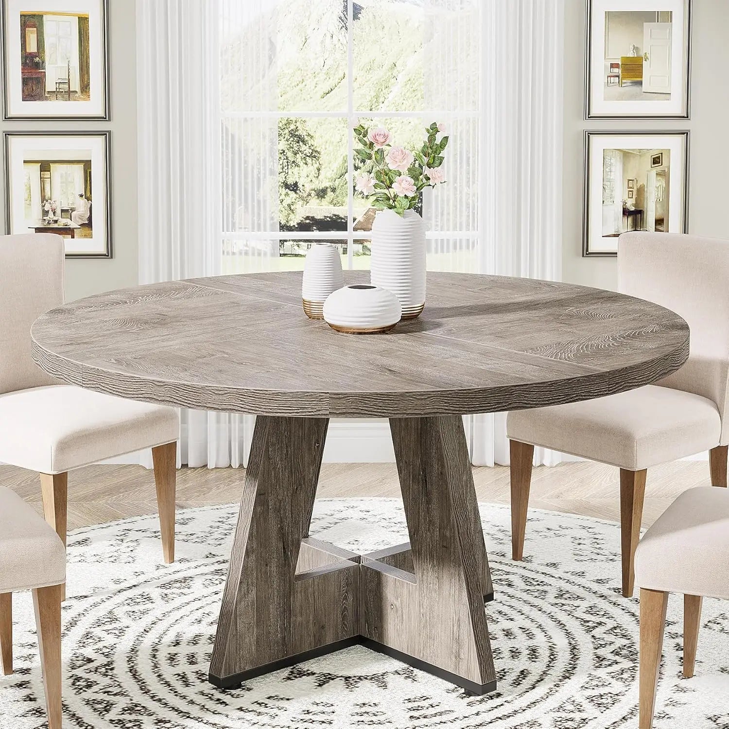 round wood dining room table​