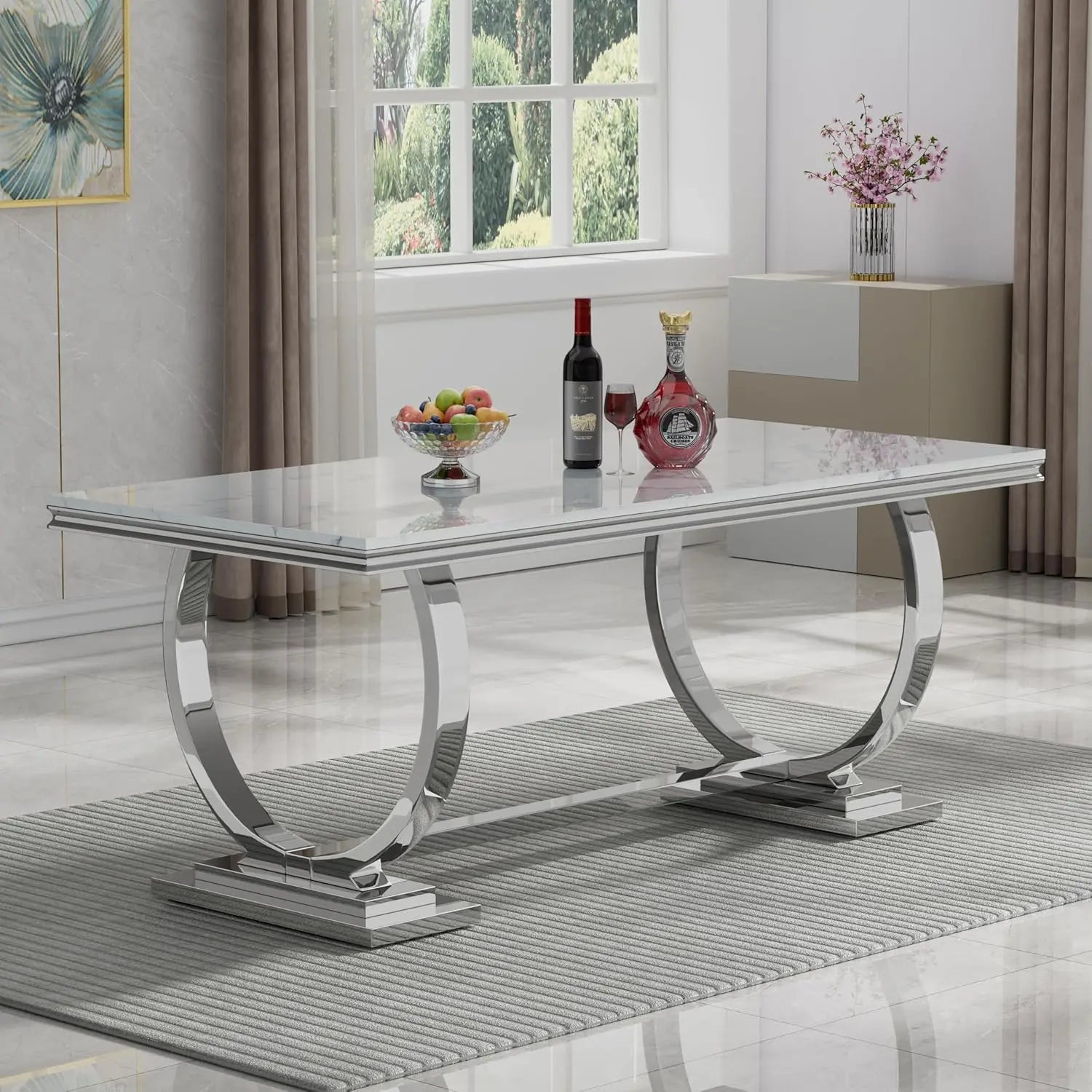 silver marble top dining table