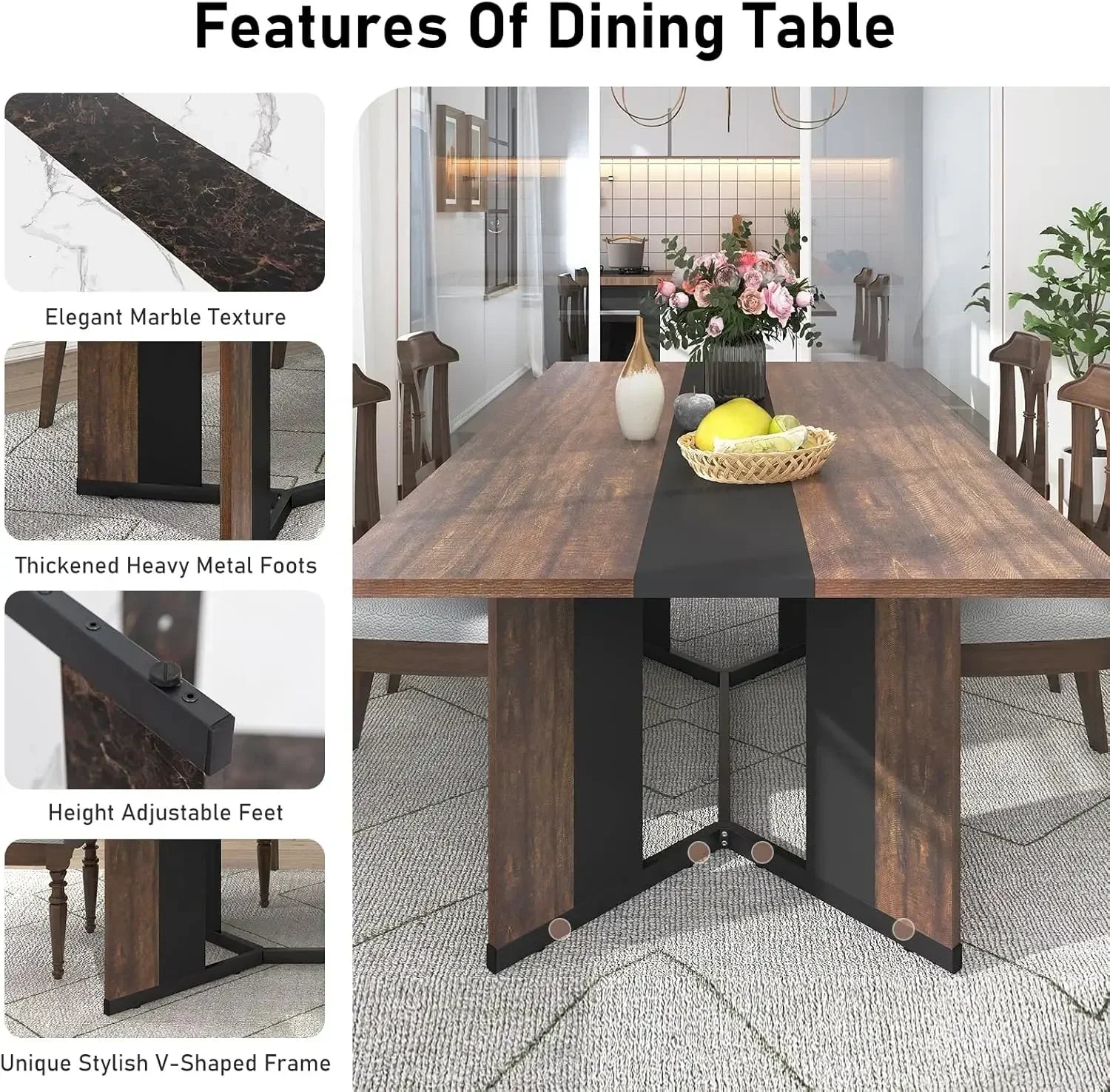 solid wood rectangle dining table​