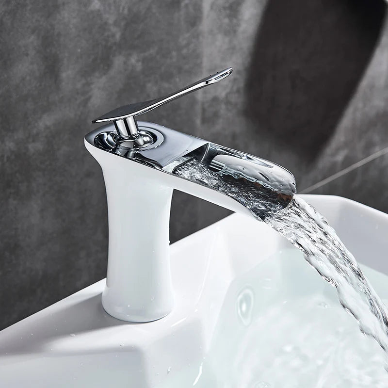 white basin faucet