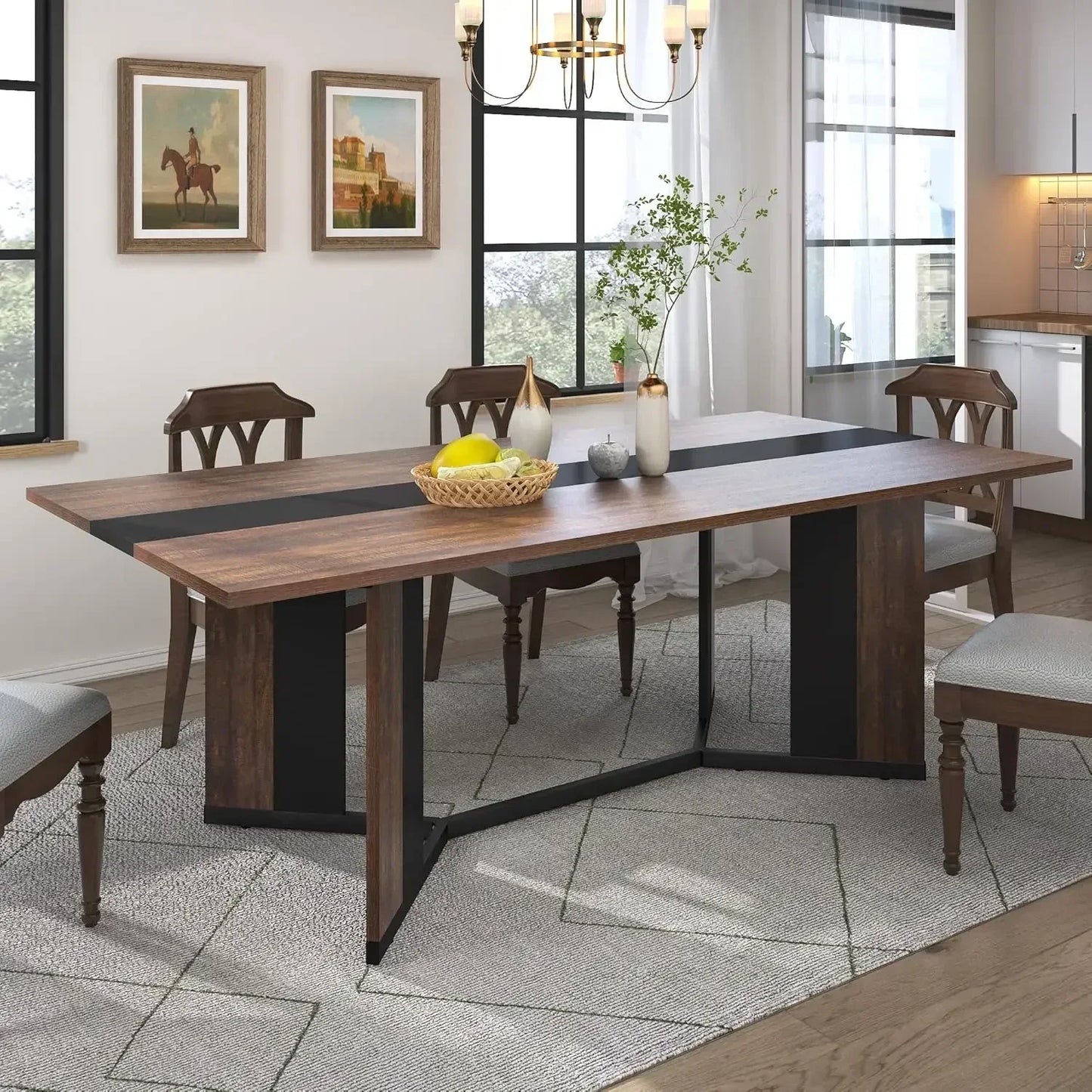 wood rectangle dining table​