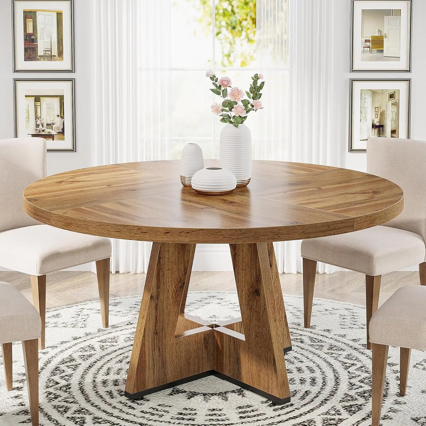 wooden round dining table